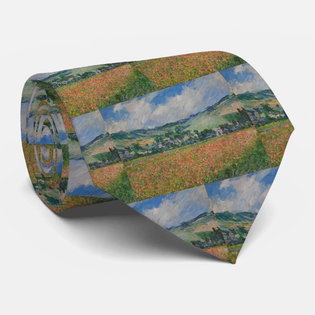 Gravata Claude Monet Painting, Poppy Field em Giverny (Rolled)