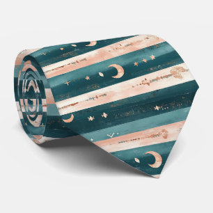 Gravata Clay & Teal Tribal Estrelas e Listra de Lua