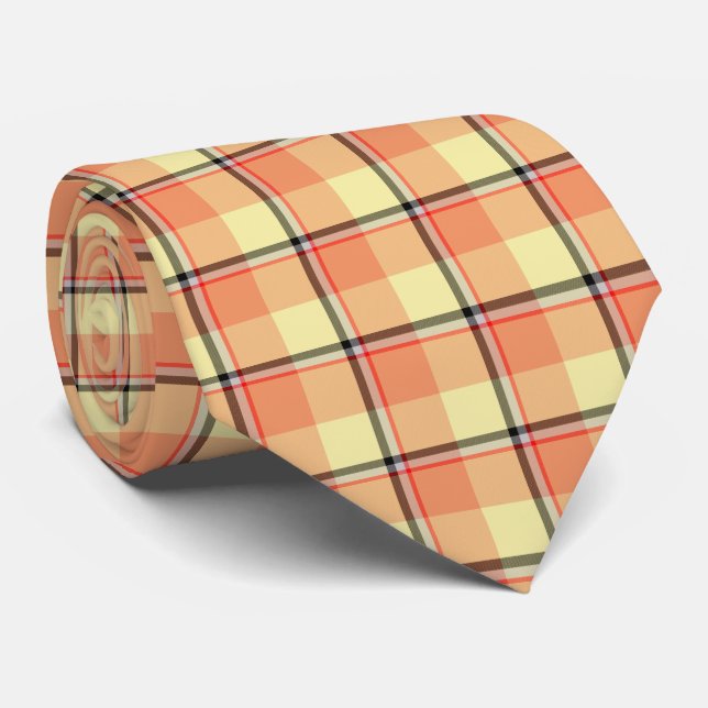 Gravata Claystone and Morning Mist Plaid Neck Tie (Rolled)