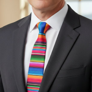 Gravata Cobertor Mexicano Listras Coloridas Sarape