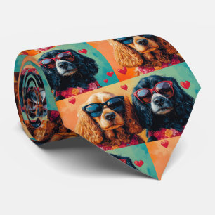 Gravata Cocker Spaniel Com Rosas do Coração Dia dos Namora