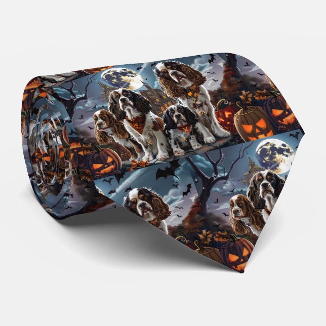 Gravata Cocker Spaniel Halloween Spooky (Rolled)
