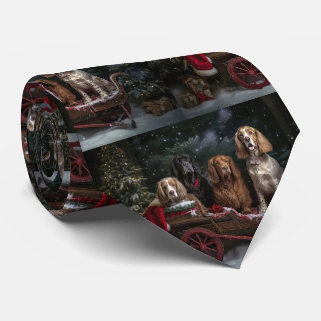 Gravata Cocker Spaniel Nevado Trenó Natal Decoração (Rolled)