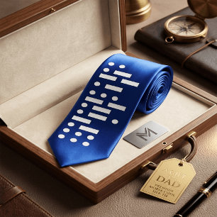 Gravata Código Morse "Eu Sou um Sabichão" Azul Engraçado e