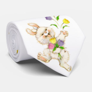 Gravata Coelhinho da Páscoa e tulipas