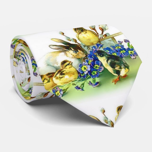 Gravata Coelhinho de Natal e Pintinhos de Primavera (Rolled)