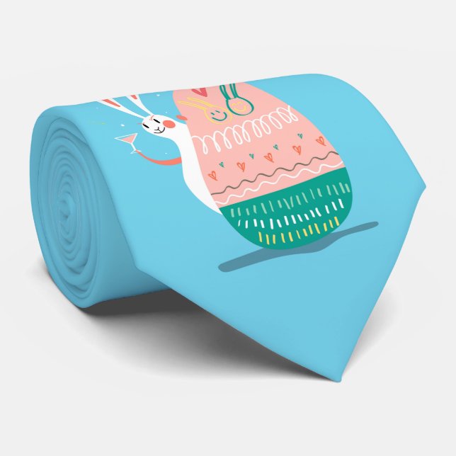 Gravata Coelho Azul Engraçado E Ovo De Páscoa (Rolled)