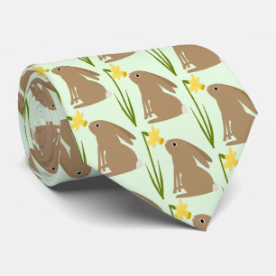 Gravata Coelho de Páscoa e flor de Daffodil Padrão
