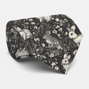 Gravata Coelho Francês Toalete em Padrão Floral Preto