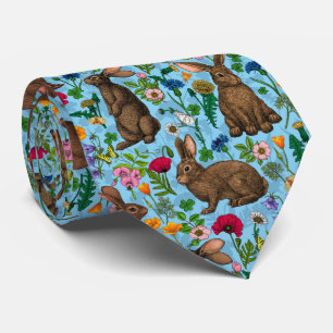 Gravata Coelhos e flores silvestres