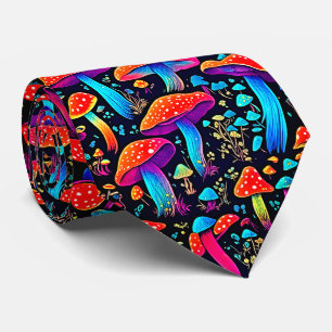 Gravata Cogumelo Bioluinescente Groovy Retro
