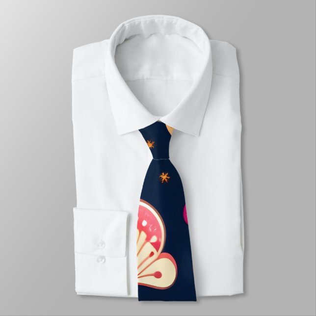 Gravata Cogumelo engraçado Pink Blue Watercolor Padrão (Amarrado)