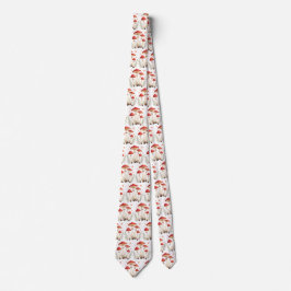 Gravata Cogumelos Agáricos Vibrantes e Elementos Botânicos