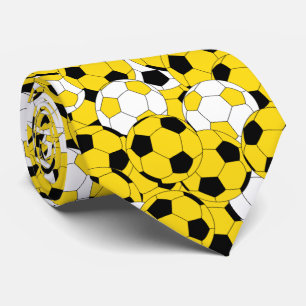 Gravata Colagem amarela, branca e preta da bola de futebol