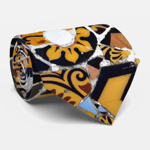 Gravata Colagem artística de Azulejo-Brown quebrado