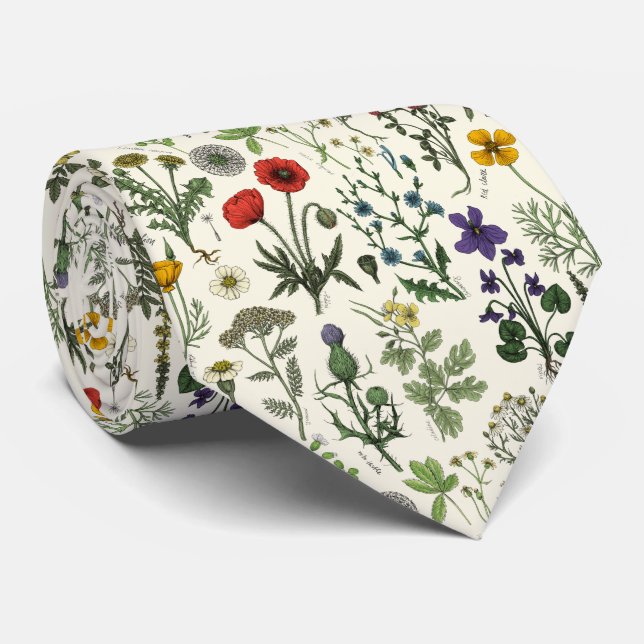 Gravata Colagem de flores silvestres (Rolled)