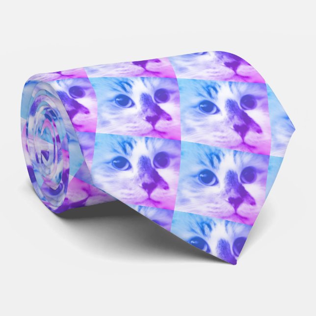 Gravata Colagem de Gatos (Rolled)