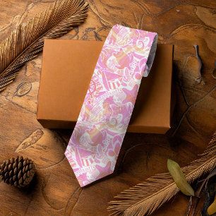 Gravata Colagem de Praia Náutica Rosa Quente ID840 Colar n