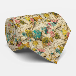 Gravata Colagem Floral Vintage com Textura de Papel Envelh
