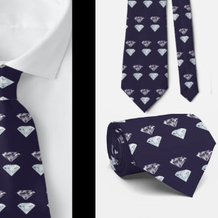 Gravata Colar Luxuoso Elegante de Diamantes Navy Blue