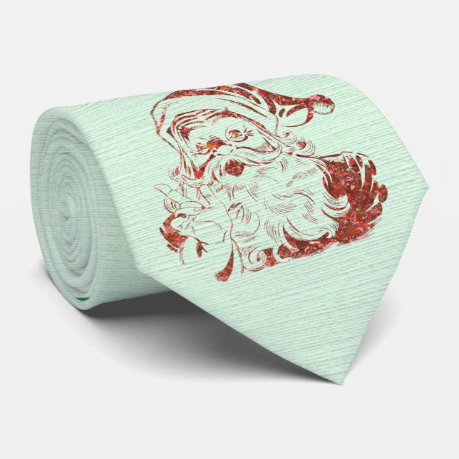 Gravata Coleção de Natal Ho Ho Ho Papais noeis Green (Rolled)