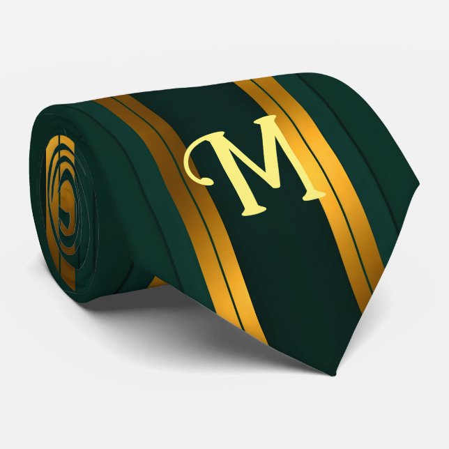 Gravata Coleção de Textura Dourada Verde de Luxo (Rolled)