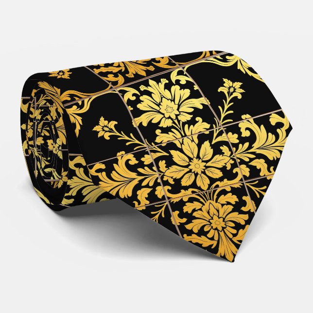 Gravata Coleção de Trendências de Luxo Floral Elegante (Rolled)