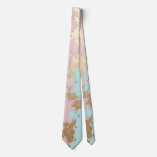 Gravata Coleção Luxuosa Rosa Bege Rosa Menta Dourado Popul