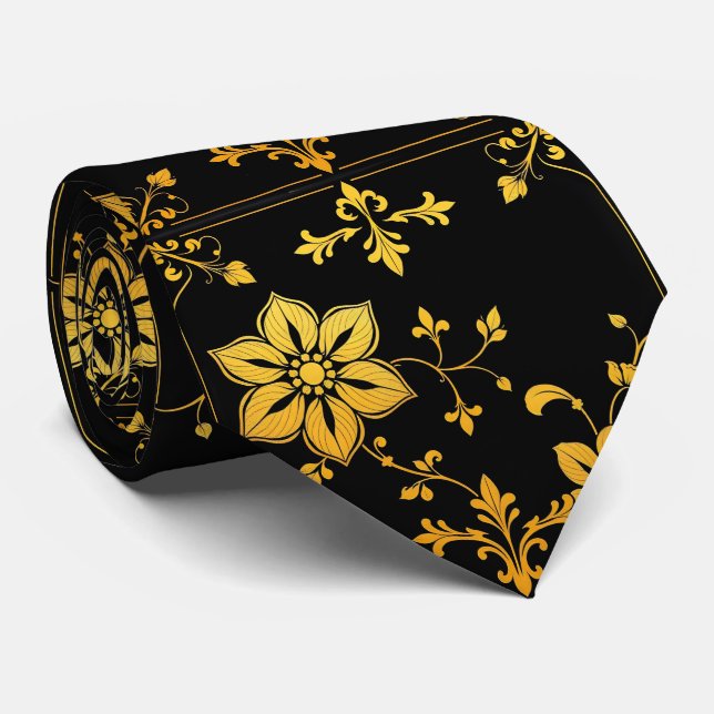 Gravata Coleção Popular de Luxo Elegante Floral (Rolled)