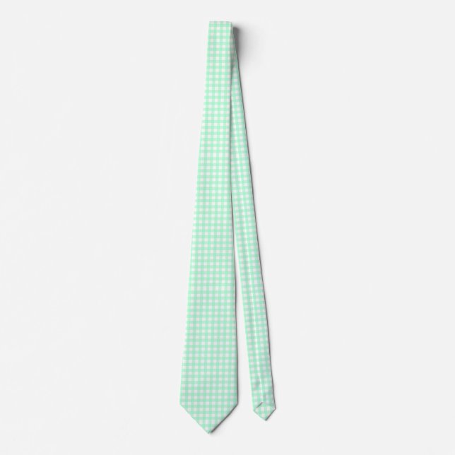 Gravata Coletor de Pescoço de Gingham Verde e Branco (Frente)