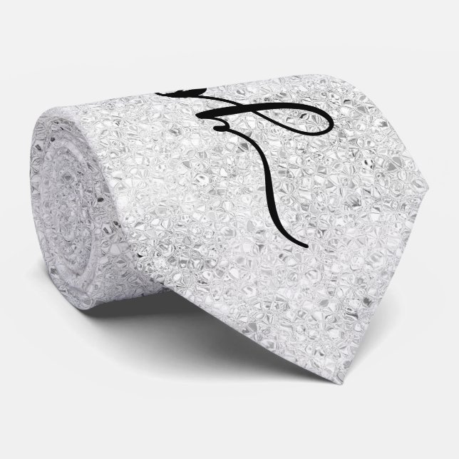 Gravata Coletor de Pescoço Glitter de Prata Personalizado (Rolled)