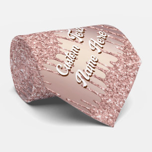 Gravata Coletor de Pescoço Glitter Dourado rosa e Texto Pe