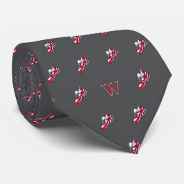 Gravata Coletor de Tenis Branco Vermelho Monograma Inicial
