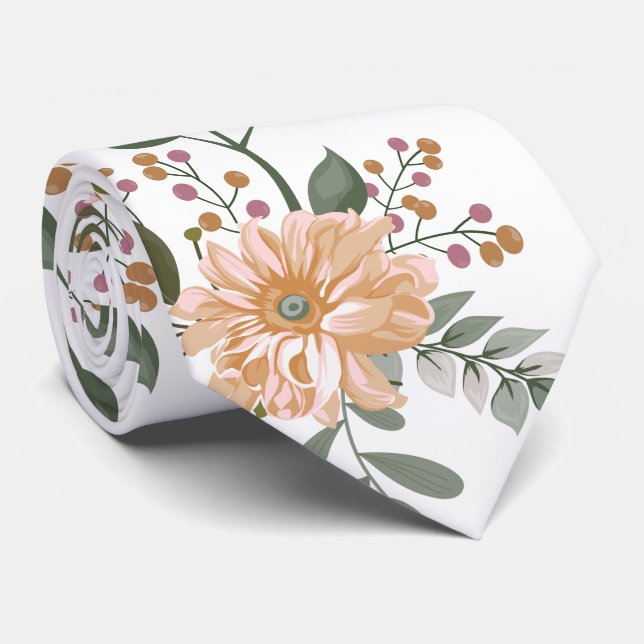 Gravata Coletor do Prato com Padrão Floral (Rolled)