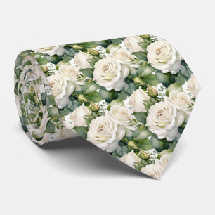 Gravata Coletor Formal Formal de Rosas Brancas