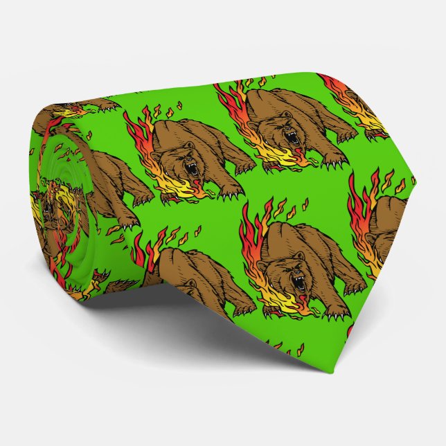 Gravata Colheita de Futebol Mascot da Bears Team (Rolled)