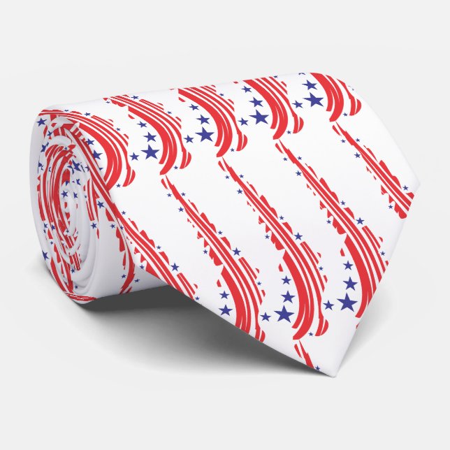 Gravata Colheita De Impressão Azul E Branco Vermelho (Rolled)