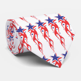 Gravata Colheita De Impressão Azul E Branco Vermelho
