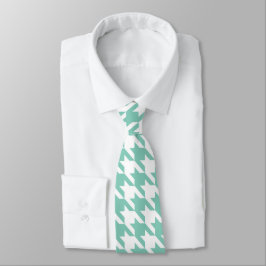 Gravata Colheita de Teal e White Houndstooth