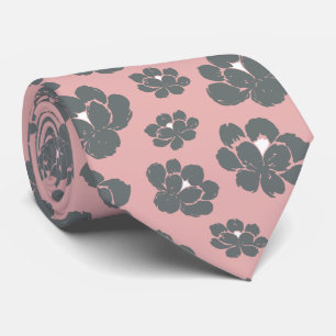Gravata Colheita Floral de Pinta da Cinza Pastel