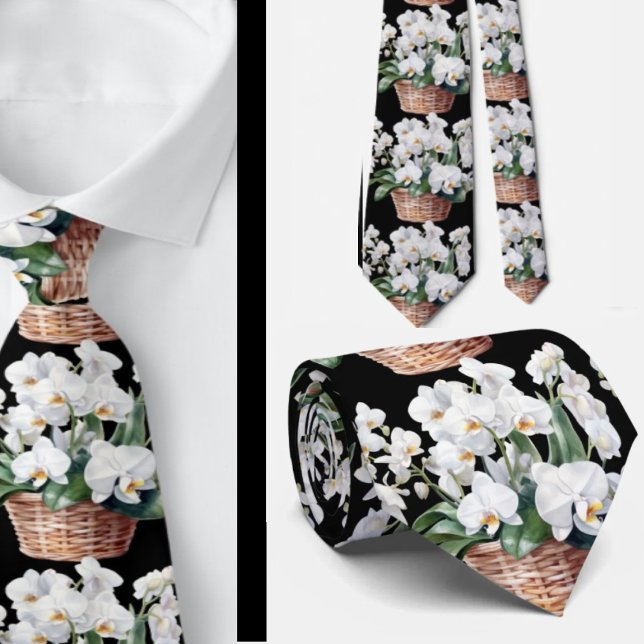 Gravata Colite das Flores Brancas do Pescoço (Criador carregado)