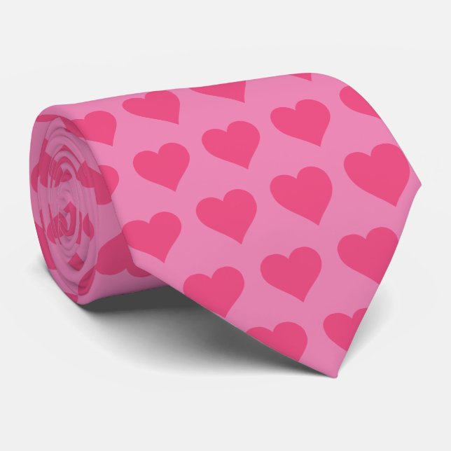 Gravata Colite de Corações Rosa (Rolled)