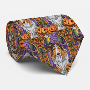 Gravata Collie Dog Halloween Pumpkin