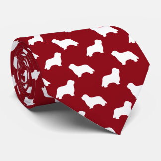 Gravata Collie Dog Silhouettes Padrão Vermelho