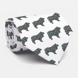 Gravata Collie Rough Dog Yellow & Black Grid White Tie