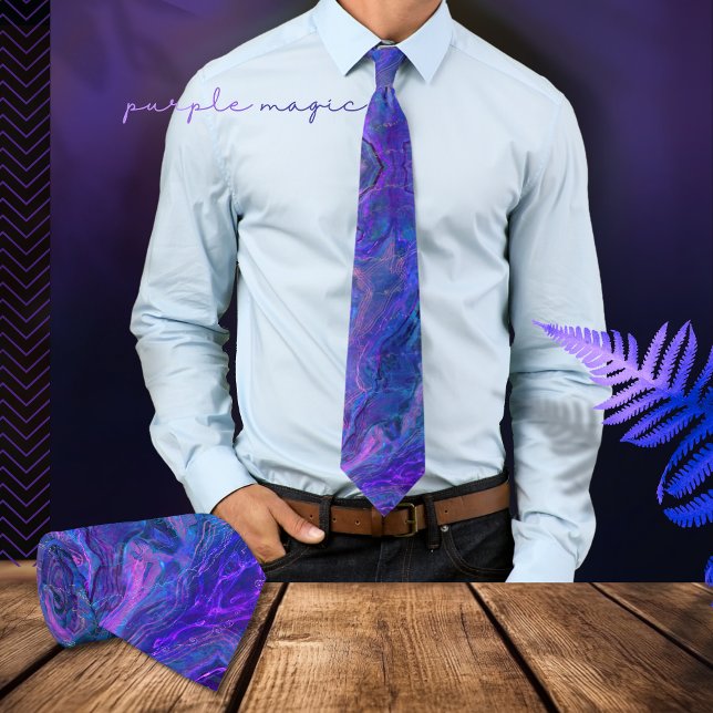 Gravata Colmeia Azul Roxo Moderno Colar de Arte Líquida (Modern Purple Blue Liquid Art Neck Tie)