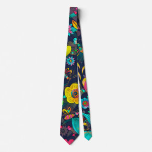 Gravata Colorful botanical pattern
