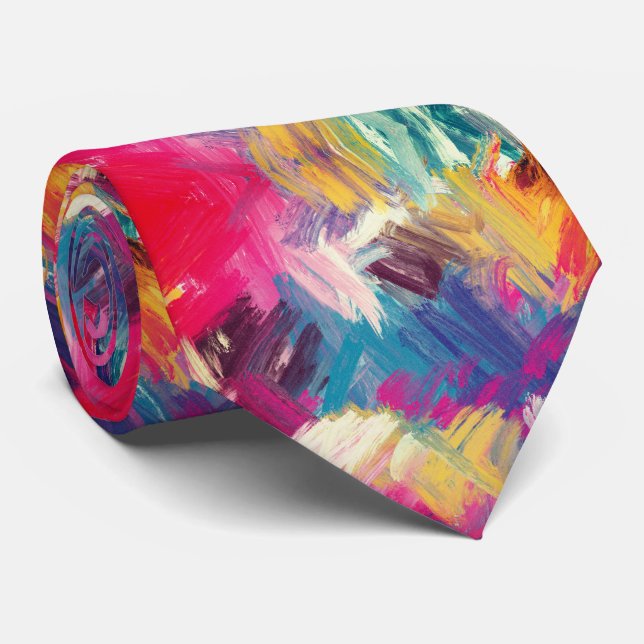 Gravata Colorful Brush Strokes (Rolled)