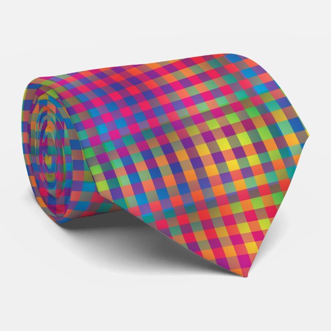 Gravata Colorful Checker Abstract Pattern (Rolled)
