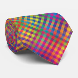 Gravata Colorful Checker Abstract Pattern